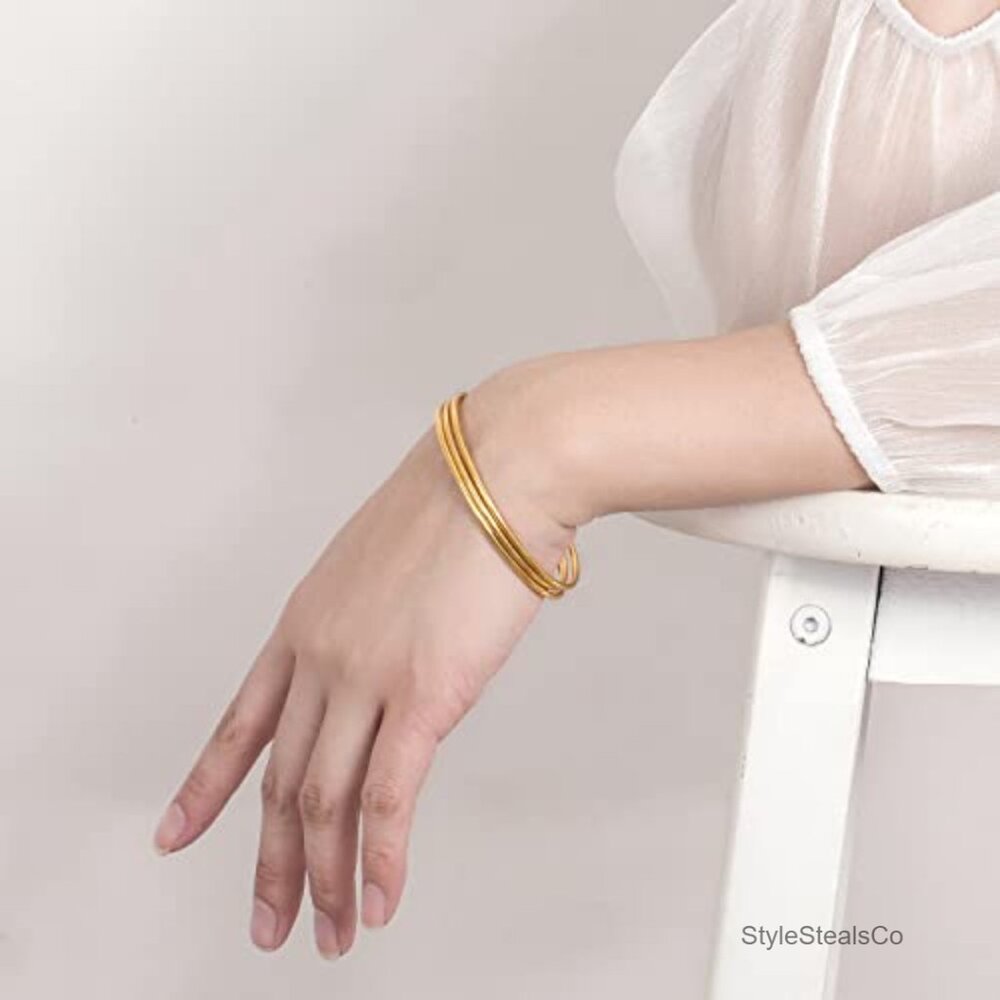 925 Sterling Silver Stackable Bangle Bracelet Set… - image 2